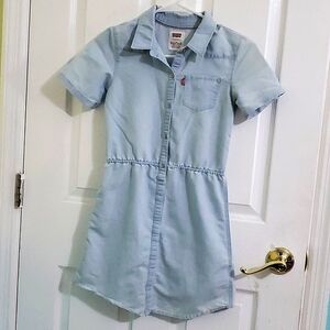 Levi's Light Blue Chambray Buttoned Down Festival Western Girl 10 Mini Dress